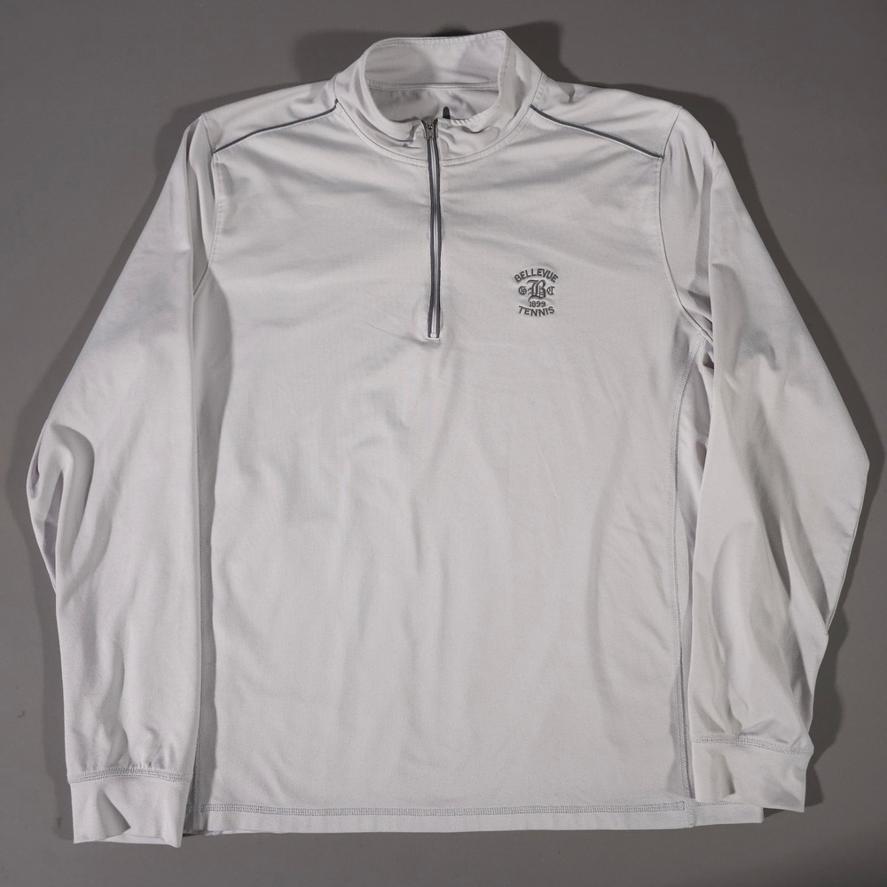 johnnie-O Quarter Zip Pullover Mens Large White Bellevue Tennis CMKO1030